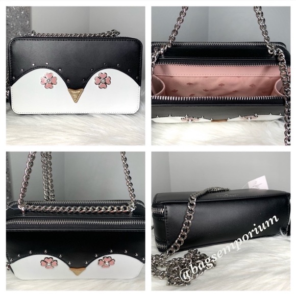 Kate Spade Chain DBL Zip Frosty Penguin Crossbody - Picture 8 of 8